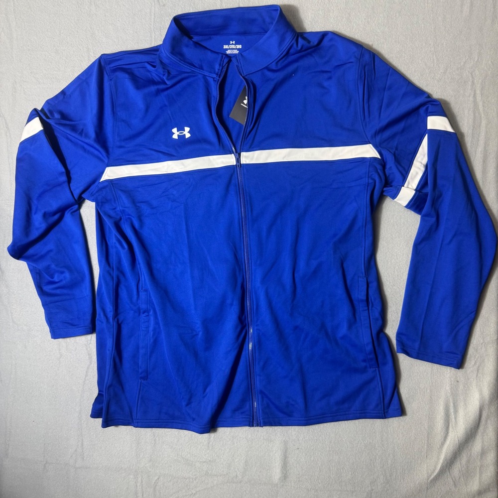Under Armour Mens Team Knit Warm-Up Full Zip Jacket 1376884 Royal Blue 3XL New